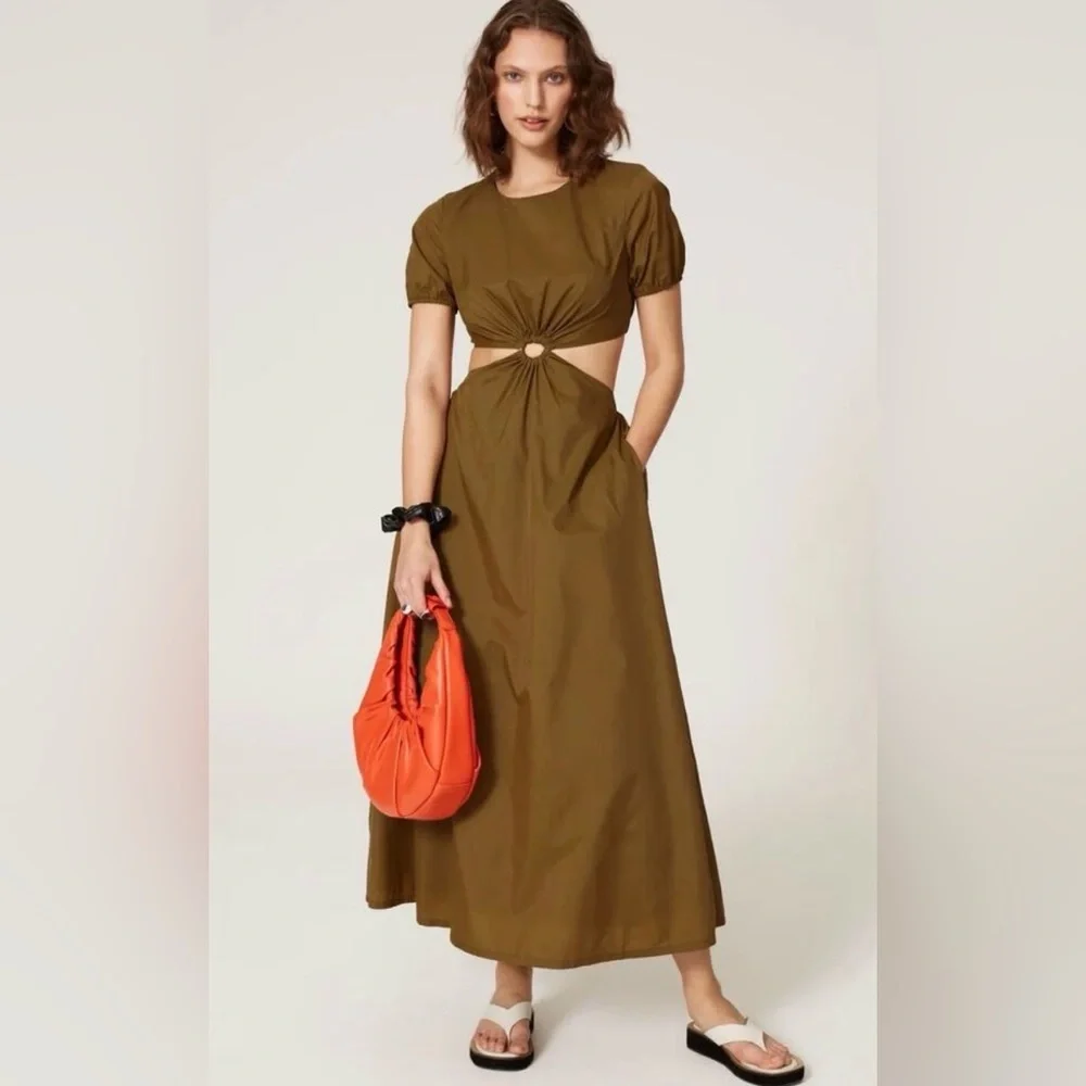 NEW STAUD Calypso Cutout Dress with Ring Detail, Large